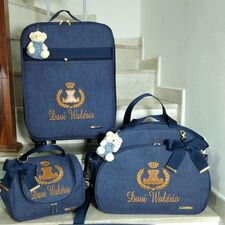 Mala e Bolsas Maternidade com o Nome do Bebê Luxo